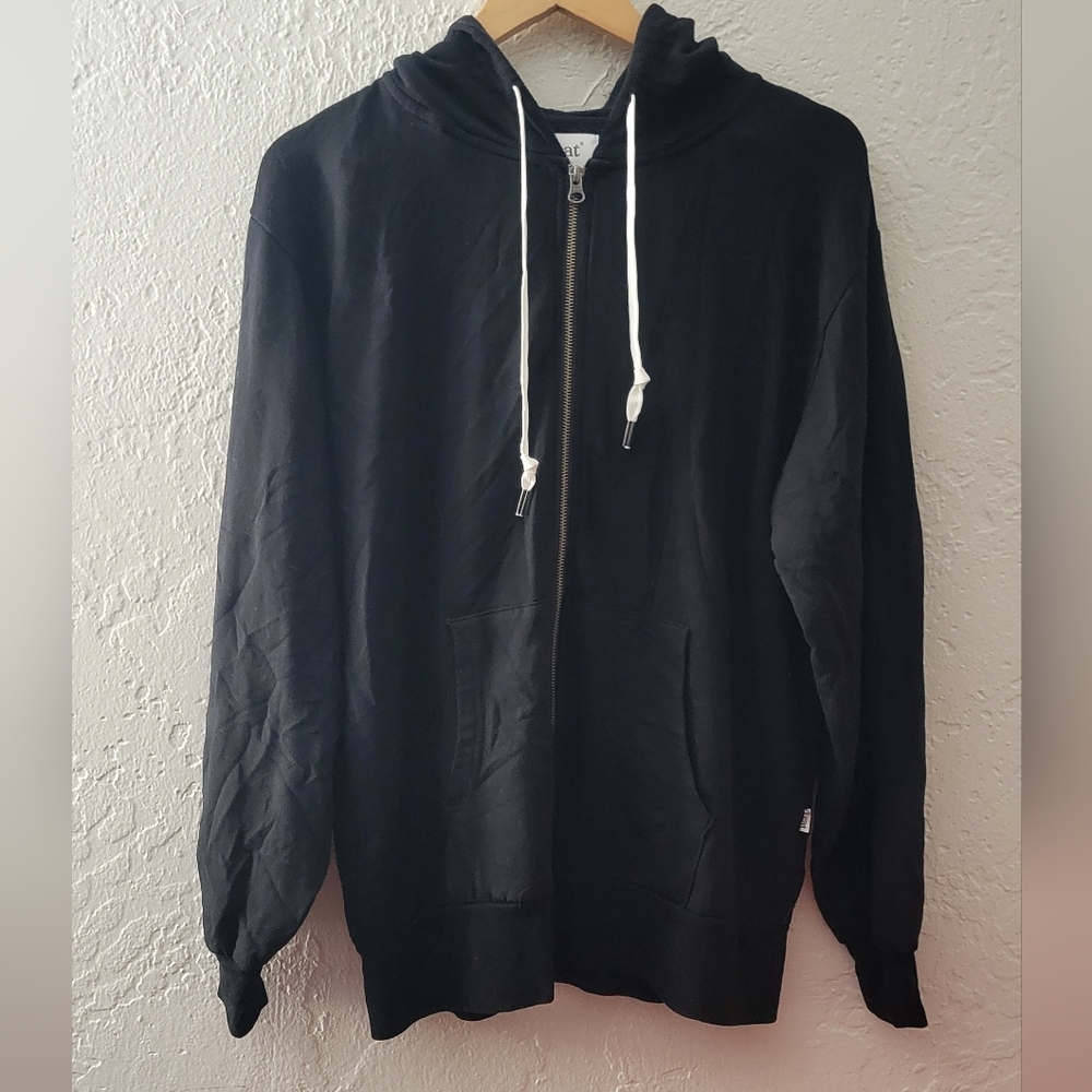 Feat Black Zip Up Hoodie Jacket Size Medium